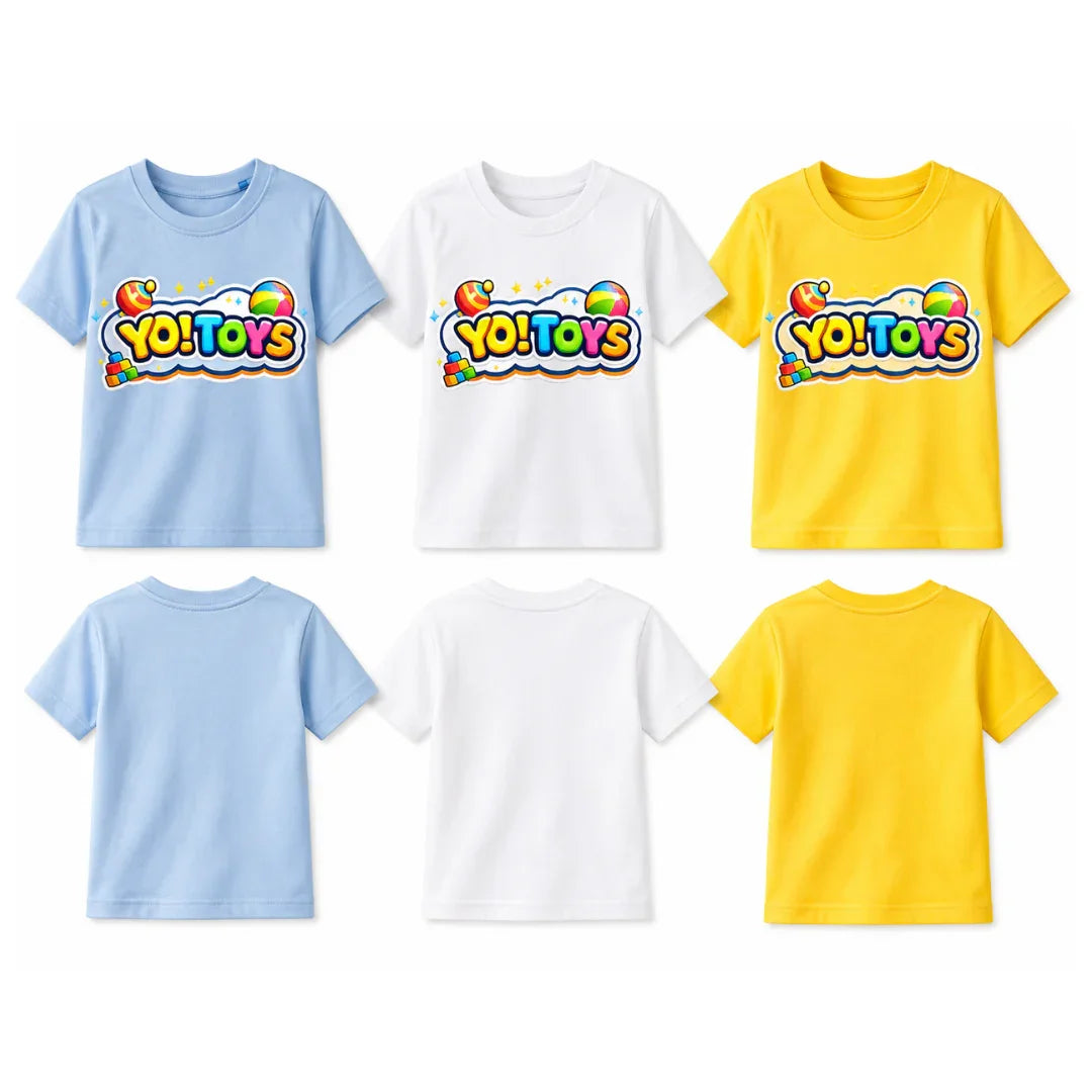 YO! TOYS Kids Graphic Cotton T-Shirt – White Short Sleeve Crew Neck