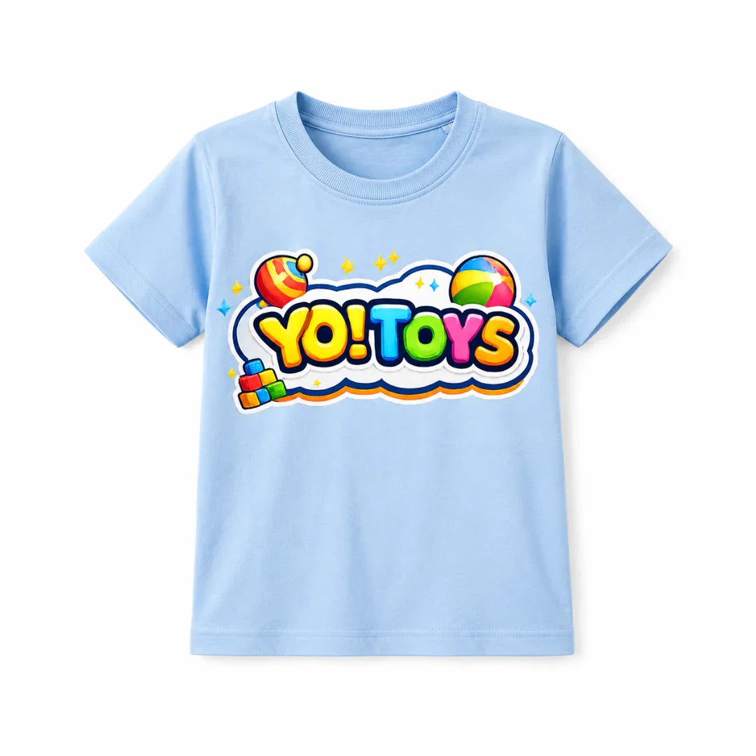 YO! TOYS Kids Graphic Cotton T-Shirt – White Short Sleeve Crew Neck