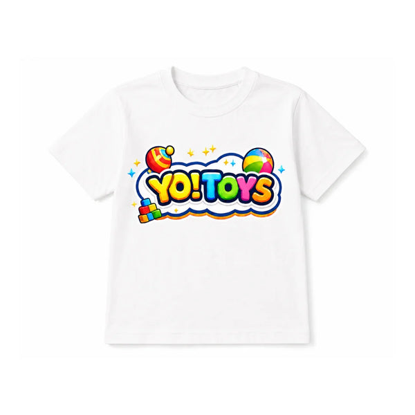 YO! TOYS Kids Graphic Cotton T-Shirt – White Short Sleeve Crew Neck