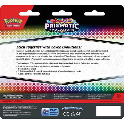 Pokémon TCG: Scarlet & Violet 8.5 –  Prismatic Evolution 3-Pack Tech Sticker Collection Pack